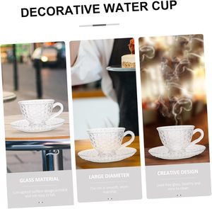 Vente en gros Boîte d'emballage pour la maison Verre à boire Thé de l'après-midi Espresso Latte Tasse en verre avec soucoupe Tasse à café - Product Image 2