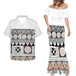Pareja ropa amante polinesio Tribal samoano Tongan tatuajes Fijian Tapa estampado Floral diseño personalizado cócteles vestidos 2022 mujeres - Product Image 1
