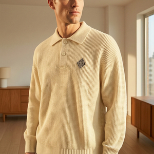 Pull Polo Tricoté Personnalisé pour Homme Style Old Money, Tricot 100% Coton, OEM/ODM, Faible MOQ, Vêtements Décontractés Professionnels - Product Image 2