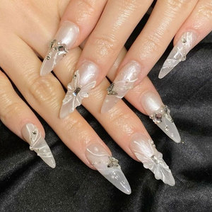 Uñas Postizas de Estilo Francés con Brillo de Perla, <span class=keywords><strong>Precio</strong></span> al por Mayor, para Europa y América, Tendencia en Instagram, Semimanuales - Product Image 2