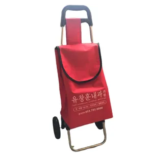 Promocional 600D poliéster rodas Foldable trole sacos carrinho carrinho de compras para idosos