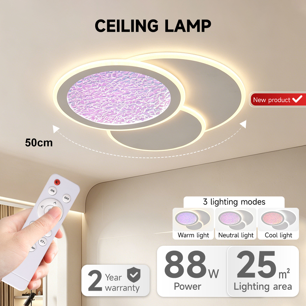 Factory Wholesale Modern Creative Design Ceiling Lamp Living Room Bedroom Acrylic 88W Remote Control Smart Led Ceiling Light