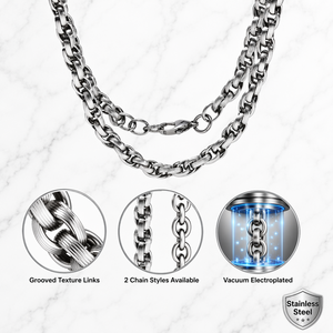 Collana a Catena in Acciaio Inossidabile Placcata Sottovuoto, Maglia Ancora Mariner Rolo, Chiusura a Moschettone, Tono Argento, <span class=keywords><strong>Gioielli</strong></span> all'Ingrosso - Product Image 2