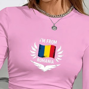 Camisa de manga larga de moda para mujer con diseño de bandera nacional, camiseta de verano fresca e informal. - Product Image 3