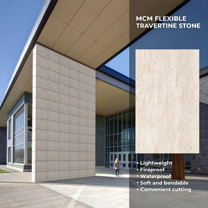 Panneaux muraux souples en pierre artificielle légère MCM, aspect travertin, prix abordable, revêtement mural en pierre artificielle pour bâtiments de grande hauteur - Product Image 1