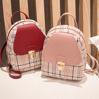 Nouveau design, mini sac à dos, sac à bandoulière pour femmes, motif écossais, style sportif, doublure en nylon, sac à main pour téléphone portable, logo personnalisé, adolescentes/