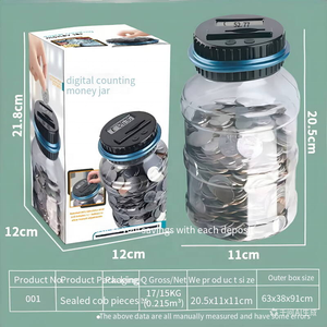 Hucha Electrónica Inteligente de <span class=keywords><strong>1</strong></span>.8L con Contador de Monedas LCD, Caja de Almacenamiento para Monedas de Dólar, <span class=keywords><strong>Euro</strong></span>, Libra, Yen y Rublo - Product Image 5