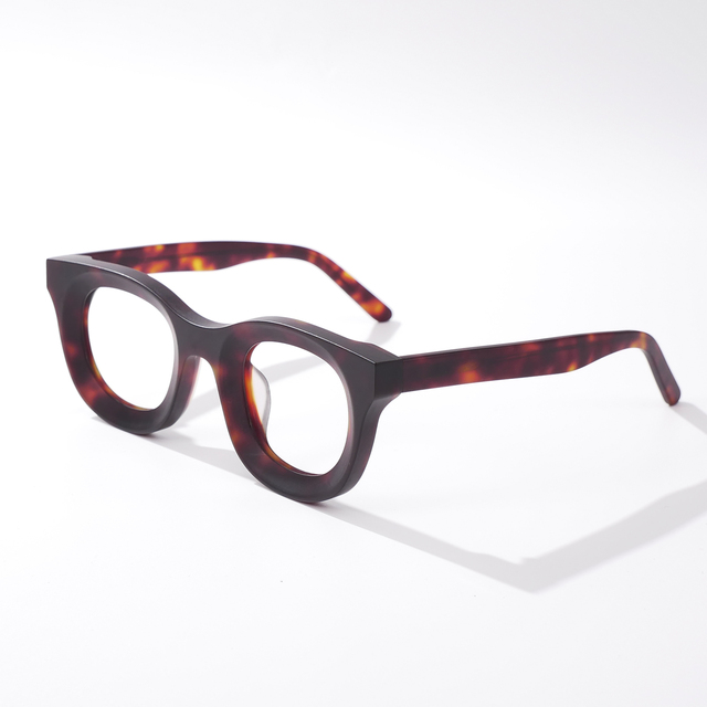 High Quality Fashion Animal Print Round Full-Rim Large Eyeglasses Frames for Men All Face Types Reading Glasses Acetate