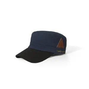outdoors curved brim Custom Embroidered Logo Plain Blank Flat Top Hats Adjustable Cadet Cap For Men Patrol Cadet Cap
