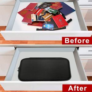 Bolsa de gel de sílice resistente al agua y al fuego, segura para el hogar, la oficina, organizador de almacenamiento de documentos con cerradura, color negro - Product Image 6