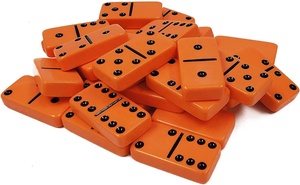 Bộ Dominoes Gạch Jumbo 28 Gạch Màu Xanh Lá Cây Bộ Domino Hai Màu Melamine Sáu Màu Trơn Phía Trước Hiên Nhà Cổ Điển Có Đốm Trắng - Product Image 5