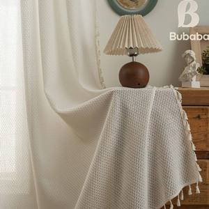 Bubaba Vente en gros transfrontalière Rideaux en maille blanche prêts à l'emploi avec œillets pour salon chambre balcon baie vitrée - Product Image 1