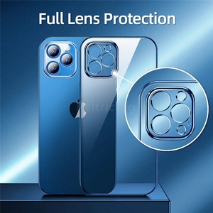 Étui de placage à cadre <span class=keywords><strong>carré</strong></span> Transparent de luxe pour <span class=keywords><strong>iPhone</strong></span> 14 13 12 <span class=keywords><strong>11</strong></span> Pro Max 12XS XR X 7 8 Plus SE 2020 housse transparente en TPU souple - Product Image 2