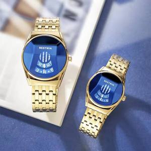 BESTWIN 9151 Luxury Watch for Men Genuine Leather Men's Quartz Watches Gold Wristwatch Waterproof Steel <b>Clock</b> Relogio Masculino - Product Image 6