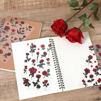 Autocollants en forme de rose, 6 pièces, décalcomanies transparentes pour l'artisanat, autocollants de fleurs imperméables, autocollants vintage en vinyle rouge sur le thème des fleurs