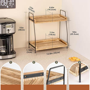 Boîte de rangement en bois à 2 niveaux pour la maison, le bureau ou la cuisine, pour ranger les épices et les accessoires pour dosettes de café - Product Image 4