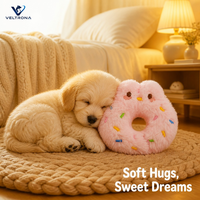 Jouet en peluche pour chien en forme de donut rose, peluche douce et moelleuse, balle à câliner, jouet de chasse pour chiots et chatons avec visage brodé