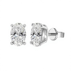 Pendientes de Oro Blanco, Oro Amarillo, Oro Rosa AU750 con Corte Ovalado, Joyería Fina con Diamante Cultivado en Laboratorio, Plateados en Plata, Unisex - Product Image 2