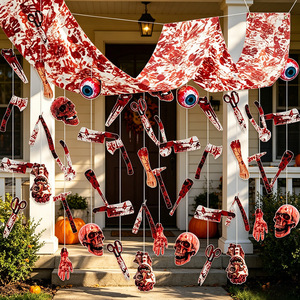 Guirnalda <span class=keywords><strong>de</strong></span> Halloween con Diseño <span class=keywords><strong>de</strong></span> Sangre y <span class=keywords><strong>Terror</strong></span>, Decoración Colgante con Salpicaduras <span class=keywords><strong>de</strong></span> Sangre, Calaveras y Ojos, Ideal para Fiestas <span class=keywords><strong>de</strong></span> Casas Encantadas - Product Image 2