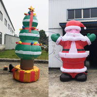 Décoration de Noël gonflable en tissu Oxford PVC avec Père Noël et sapin de Noël, affichage LED pour les fêtes et les événements