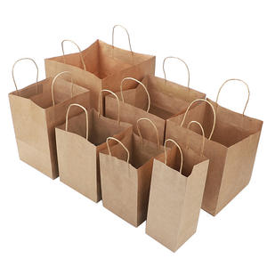Sacs à emporter Restaurant Fast Food Grade Biodégradable Sacs à provisions à emporter personnalisés imprimés en <span class=keywords><strong>papier</strong></span> kraft brun - Product Image 3