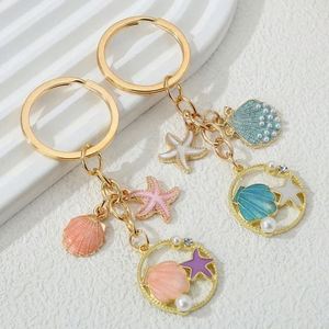 Starfish Shell Alloy Keychains Creative Pearl Keychains Bag Pendants Girls' Pvc <b>Key</b> <b>Chains</b> - Product Image 2