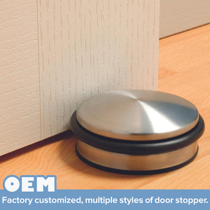 Tope de Puerta Redondo de Acero Inoxidable Resistente, Acabado Negro Satinado, con Goma Protectora para Paredes y Puertas, Popular OEM - Product Image 2
