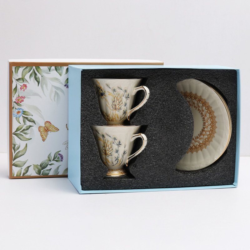 white-double cup and saucer
