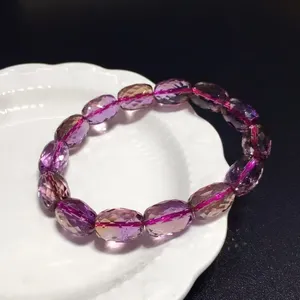 Bracelet en perles facettées en améthyste naturelle, violet, jaune, transparent, 13x9mm, rare, pour femmes et hommes, bijoux en cristal AAAAA - Product Image 1