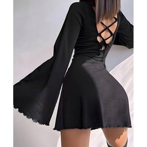 Vestidos Casuales de Alta Calidad para Mujer al por Mayor, con Mangas Anchas, Otoño e Invierno, Vestidos Mini Sexys de Manga Larga con Cordones - Product Image 5
