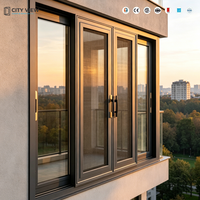Fenêtre coulissante en aluminium noir triple vitrage insonorisée pour balcon, résistante aux impacts de cyclone, double vitrage, pour hôtel