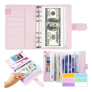 <span class=keywords><strong>Rose</strong></span> 12 pièces en plastique transparent enveloppes de reliure en cuir PU sacs à feuilles mobiles système d'enveloppe budgétaire pour économiser de l'argent - Product Image 2