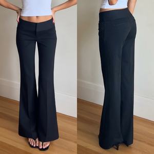 กางเกงทรงสลิมเอวสูงทรงบานเล็กน้อย กางเกงสูททอแบบเรียบง่าย ลำลอง ใช้งานได้หลากหลาย - Product Image 2