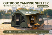Tente gonflable de 16 m² à deux pièces en coton TC et polyester, zone de couchage et de séjour séparées, installation rapide, tente de luxe pour le glamping