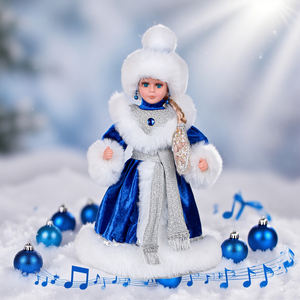 Электрическая плюшевая кукла Снегурочка на батарейках, поющая и танцующая, синяя, музыкальная, для дома, 30/40 см - Product Image 2