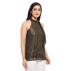 Sans manches Col haut Brodé À La Main Robe De Soirée - Product Image 4