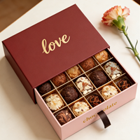 Boîte cadeau carrée en carton gris recyclable personnalisée pour chocolats, emballage écologique avec logo personnalisé pour anniversaire, mariage