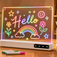 Papan Gambar LED untuk Anak-anak Lampu Malam Isi Ulang Papan Neon Akrilik dengan Penyangga Terpasang Baterai Digital