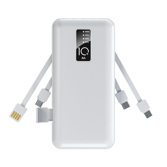 Wholesale 10000mAh LED Display Power Bank PD20W Li-Polymer Battery Charging with 4 Built in Cable and Phone Holder