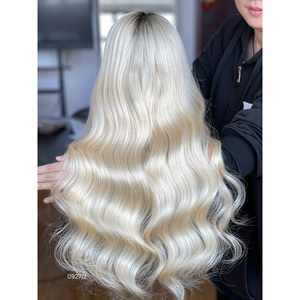 Pelucas de Cabello Humano Virgen Europeo con Frente de Encaje Transparente HD, Rubias con Raíz Negra, Ondas Sueltas de Lujo para Mujeres - Product Image 4