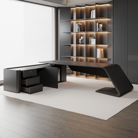 Chaise de bureau, bureau de direction laqué mat, bureau du président, couleur noire, minimaliste, design haut de gamme, bureau de bureau moderne