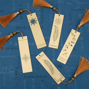 Personal isierte Luxus benutzer definierte Gravur für Leser Student Geschenk Metall Edelstahl Messing vergoldet schönes Lesezeichen - Product Image 2