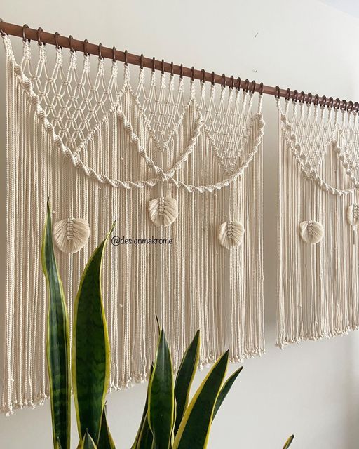 Rideau Macramé XXL Wisfor – Décoration Murale Bohème Blanc 90x180 Cm