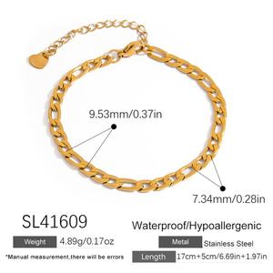 Anti Tarnish Dainty Fine Custom Stainless Steel 14k 18k <b>Gold</b> Plated Fashion <b>Bracelet</b> & Bangle Heart <b>Charm</b> <b>Bracelet</b> for Men Women - Product Image 2