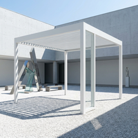 Pergola élégante et minimaliste en alliage d'aluminium avec toit à lames orientables manuel, imperméable, abri solaire, pavillon, kits pour petite terrasse ou balcon Lcy