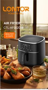 Friteuse à air en acier inoxydable <span class=keywords><strong>de</strong></span> qualité alimentaire 304, capacité <span class=keywords><strong>de</strong></span> 8 L, four en acier inoxydable avec écran LCD, température <span class=keywords><strong>de</strong></span> <span class=keywords><strong>cuisson</strong></span>, multifonction, grille-pain - Product Image 2
