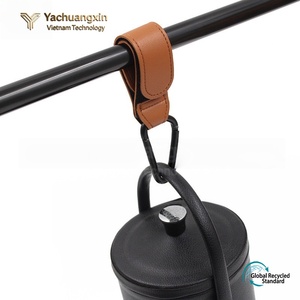 Leather Bar <b>Hook</b> For Hanging Drinkware Minimalist Design Portable Accessory Black And Tan Color - Product Image 3