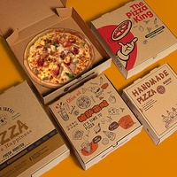 Grosir kotak Pizza kertas Kraft cetak kustom laminasi Matt timbul Hamburger kentang goreng bergelombang untuk personalisasi Sushi murah