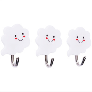 Strong adhesive <b>hooks</b>, white cloud and smiley face, traceless <b>hooks</b>, three-pack, <b>bathroom</b> nail-free, clothes adhesive, - Product Image 5