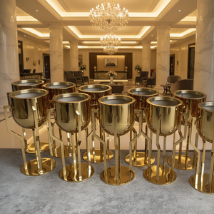 Décoration d'hôtel de luxe, support à fleurs en or, <span class=keywords><strong>vase</strong></span> à fleurs en acier inoxydable / <span class=keywords><strong>grand</strong></span> pot de <span class=keywords><strong>plante</strong></span> <span class=keywords><strong>pour</strong></span> l'<span class=keywords><strong>intérieur</strong></span> - Product Image 1